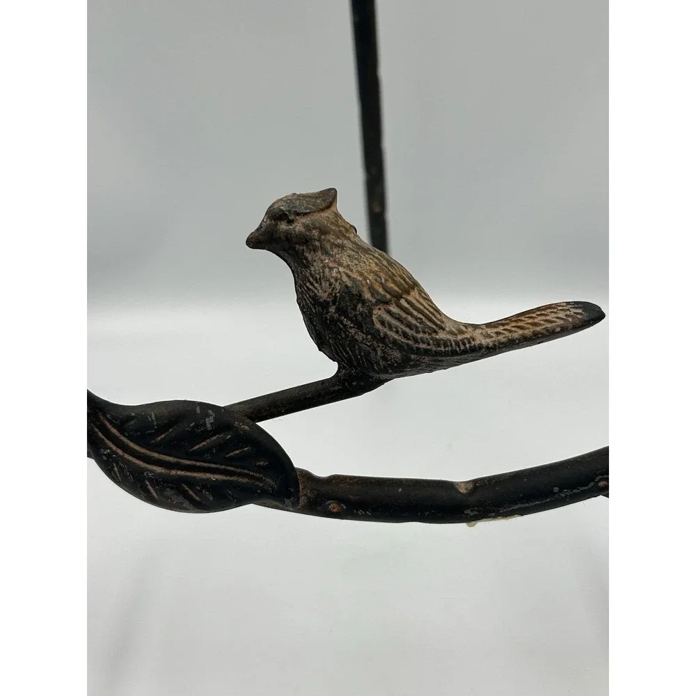 Metal Display Easel Stand, Bird & Leaf Design, Freestanding Decorative, Black